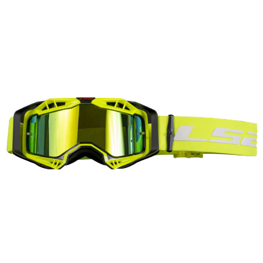 LS2 AURA PRO GOGGLE BLACK HIV YELLOW WITH HIV YELLOW IRIDIUM VISOR